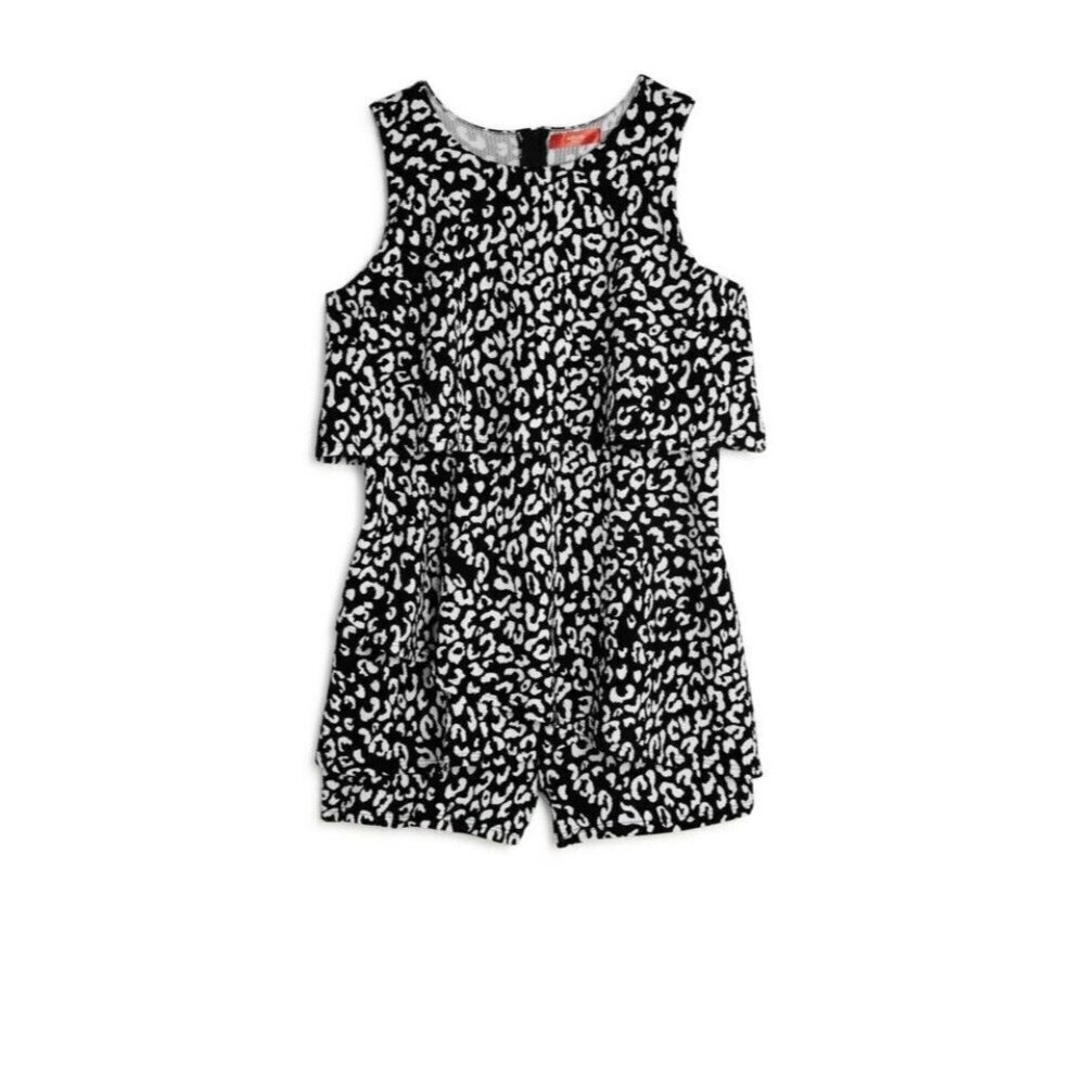 Aqua Girls Leopard Print Romper Big Kid Size M (8-
